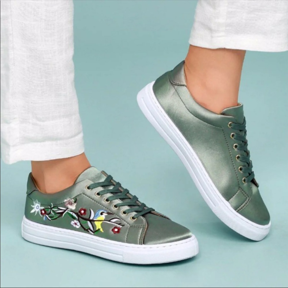 Callie Satin Embroidered Sneakers